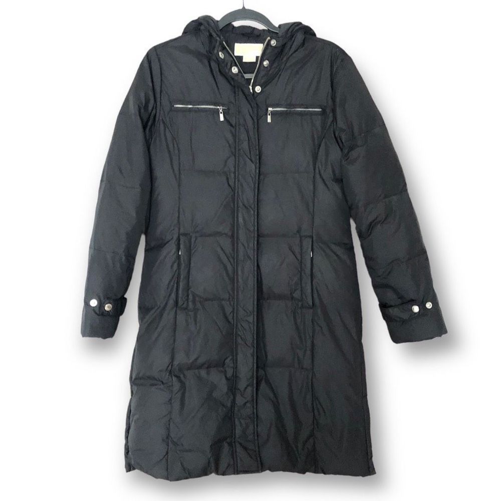 Michael KORS Size M Black Mid Length Down Puffer Winger Coat Warm jacket parka